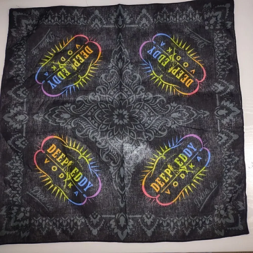 (3) Deep‎ Eddy Vodka Black Scarves Kerchiefs Square Biker Austin Texas Bandana